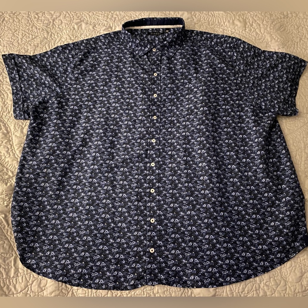 4XL Navy Floral Dress Shirt